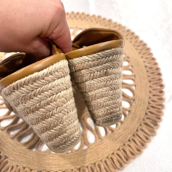 Vince Sylvia Knotted Espadrille Wedge Sandals Camel Leather Size US 9 - Picture 8 of 13